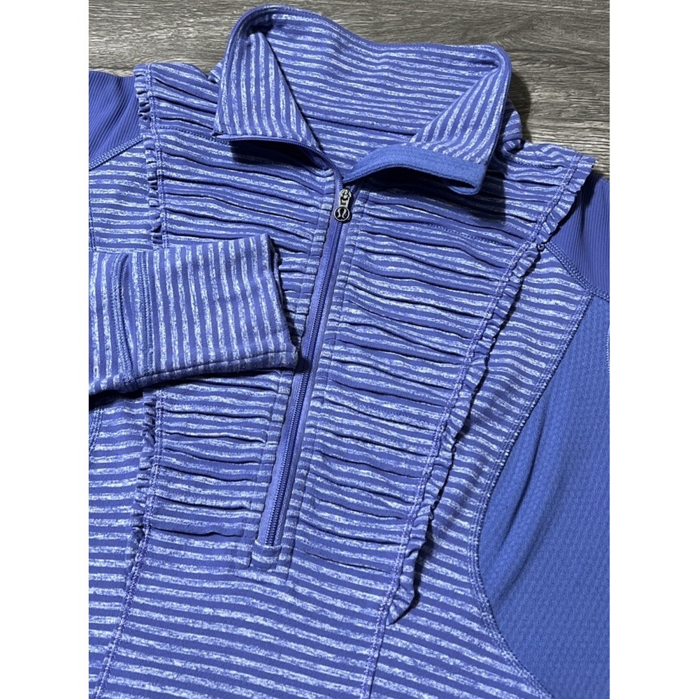 Lululemon Run Your Heart Out 1/2 Zip Pullover Size 6 Heathered Purple Stripe
